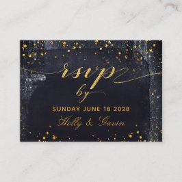 Gouden Sterrennacht Trouwfeest Online RSVP Kaart Contactkaartje