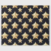 Gouden sterrenpatroon cadeaupapier (Vlak)