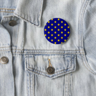 Gouden sterrenpatroon, marineblauw, exclusief ronde button 5,7 cm