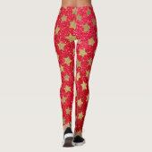 Gouden Sterrenpatroon, Vakantie Kerstmis Glitter Leggings (Achterkant)