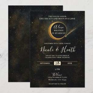Gouden Sterrenstof Eclips Hemels Huwelijk Kaart