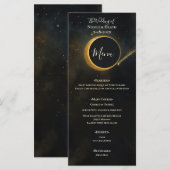 Gouden Sterrenstof Eclips Hemels Huwelijk Menu (Voorkant / Achterkant)
