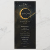 Gouden Sterrenstof Eclipse Hemels Huwelijksprogram Menu (Voorkant)