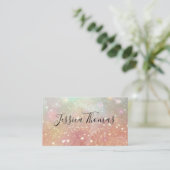 Gouden Sterrenstof | Roze Marmer Visitekaartje (Staand voorkant)