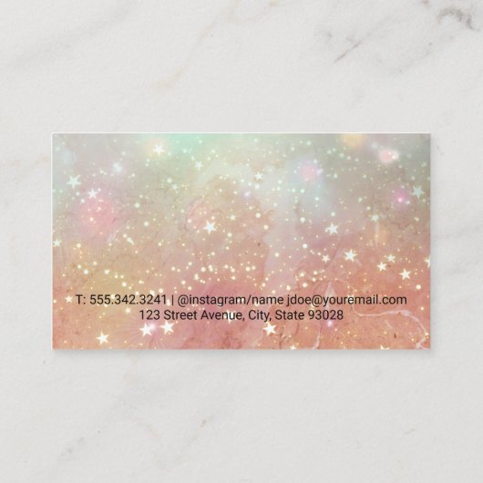 Gouden Sterrenstof | Roze Marmer Visitekaartje (Achterkant)