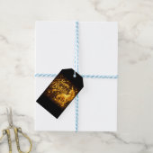 Gouden sterrenstof verjaardag — Fantasie eenhoorn Cadeaulabel (Met Touw)