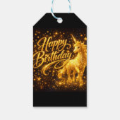 Gouden sterrenstof verjaardag — Fantasie eenhoorn Cadeaulabel (Achterkant)