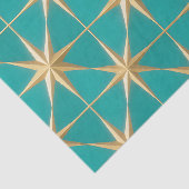 Gouden stervlam geometrisch turquoise midcentury tissuepapier (Detail)