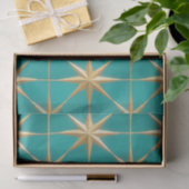 Gouden stervlam geometrisch turquoise midcentury tissuepapier (Geschenk)