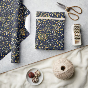 Gouden stervuurwerkpatroon cadeaupapier