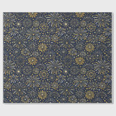 Gouden stervuurwerkpatroon cadeaupapier (Vlak)