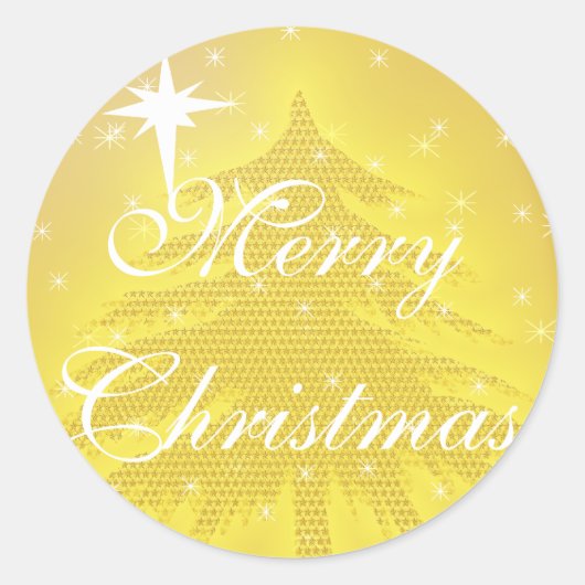 Gouden Sticker gouden kerstboom met sterren (Voorkant)