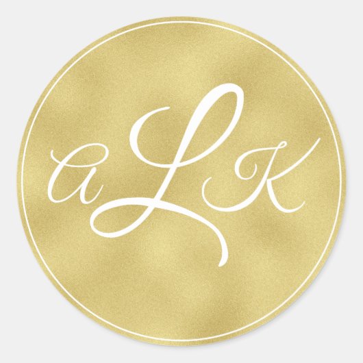 Gouden stickerzegel met monogram ronde sticker (Voorkant)