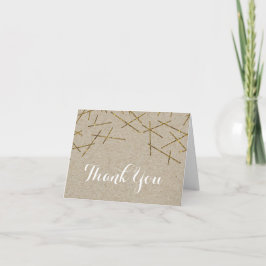 Gouden Sticks Confetti Rustiek Kraftpapier Vouwkaa Bedankkaart