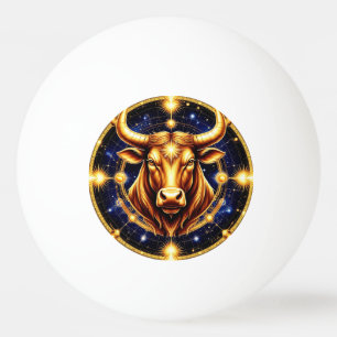 Gouden Stier Met Kosmisch Dierenriemsymbool Pingpongbal