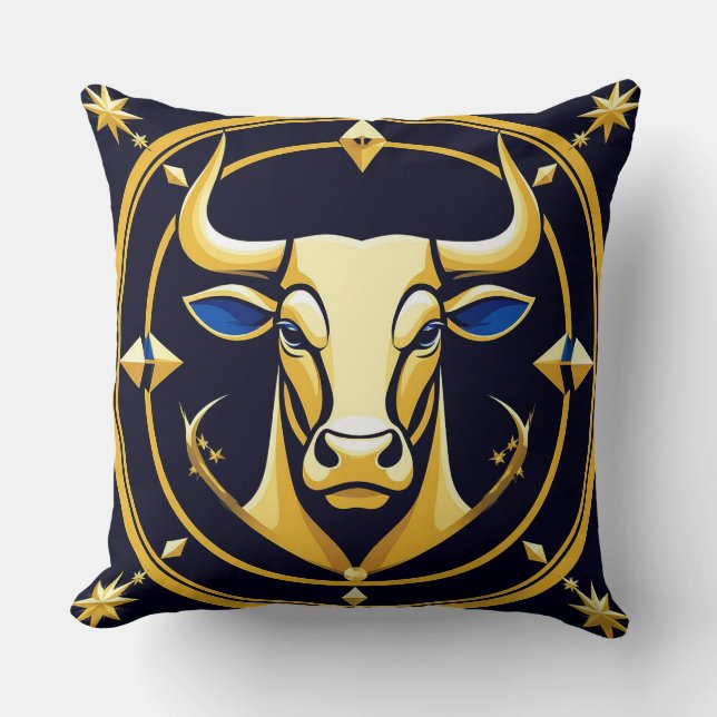 Gouden Stier Stier In Kosmische Dierenriem Cirkel Kussen (Voorkant)