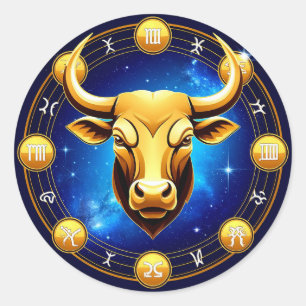 Gouden Stier Stier In Kosmische Dierenriem Cirkel Ronde Sticker