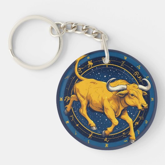 Gouden Stier Stier Sleutelhanger (Voorkant)