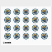 Gouden Stier Symbool Op Blauwe Cirkel Ronde Sticker (Vel)