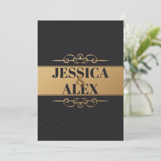 Gouden stijl elementen | Gestroomlijnde zwarte pat Kaart (Staand voorkant)