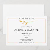 Gouden stijlvolle tak. Eenvoudige Typografie bruil Save The Date (Voorkant / Achterkant)