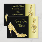 Gouden Stiletto & Drieklank 40e Verjaardag Save Th The Date (Voorkant / Achterkant)