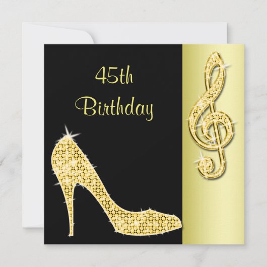 Gouden Stiletto & Drieklank 45e Verjaardag Kaart (Voorkant)