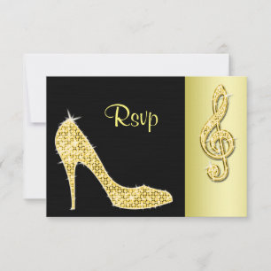Gouden Stiletto & Drieklank RSVP Kaartje