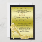 Gouden Stiletto Quinceañera verjaardagsfeestje voo Kaart (Voorkant)