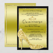 Gouden Stiletto Quinceañera verjaardagsfeestje voo Kaart (Voorkant / Achterkant)