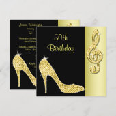 Gouden Stiletto & Treble Cleft 50e verjaardag Kaart (Voorkant / Achterkant)