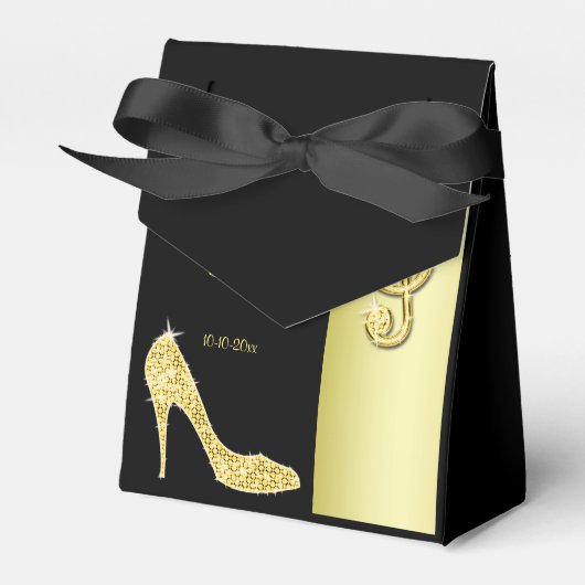 Gouden Stiletto & Treble Gespleten Verjaardag Bedankdoosjes (Voorkant Zijde)