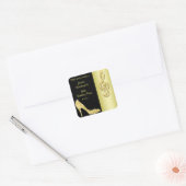 Gouden Stiletto & Treble Gespleten Verjaardag Dank Vierkante Sticker (Envelop)