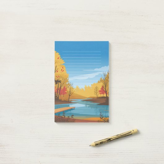 Gouden Stilte: Herfstmeer Post-it® Notes (Op bureau)