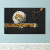 Gouden stilte onder de maan canvas afdruk (Insitu (Houten vloer))