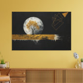 Gouden stilte onder de maan canvas afdruk (Insitu (Woonkamer))