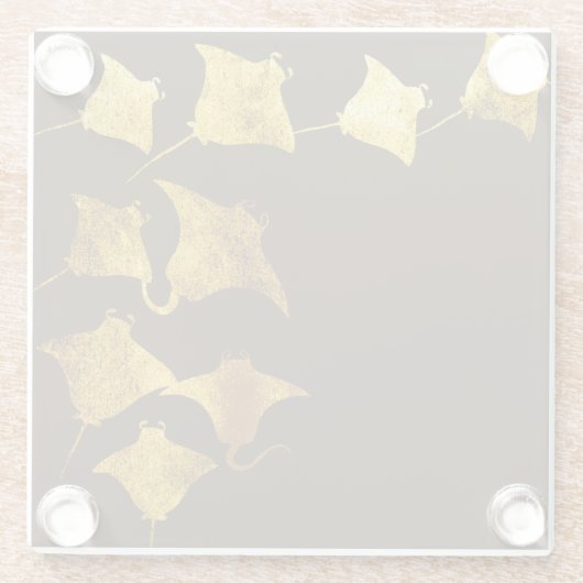 Gouden Stingrays Glazen Onderzetter (Achterkant)