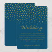 Gouden Stip - Blauw & Goud - Trouwen Kaart (Voorkant / Achterkant)