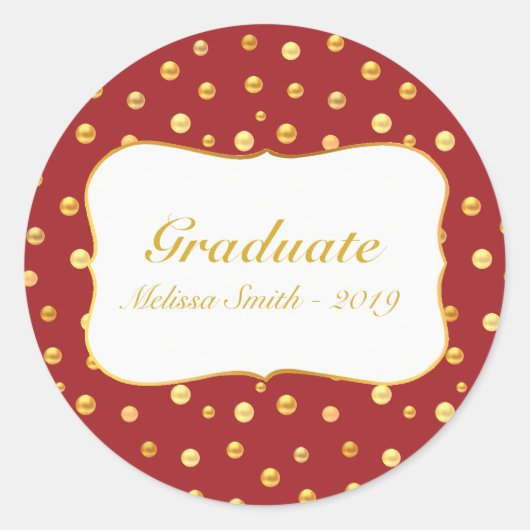 Gouden Stippen Afstudeersticker Ronde Sticker (Voorkant)