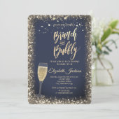 Gouden Stippen Champagneglas Frame Bruidsdouche Kaart (Staand voorkant)