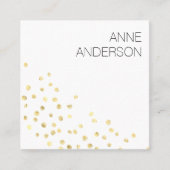 Gouden Stippen Confetti Eenvoudig Minimaal Wit Vierkante Visitekaartje (Voorkant)