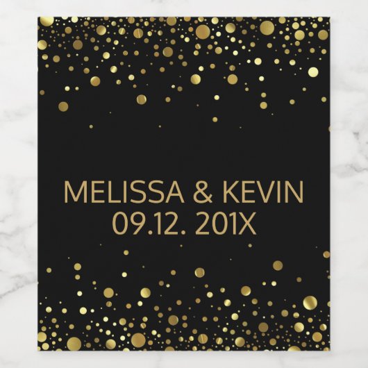Gouden Stippen Confetti Onze trouwdag Wijn Etiket (Enkel label)