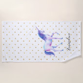 Gouden Stippen Eenhoorn Strandlaken (Voorkant)