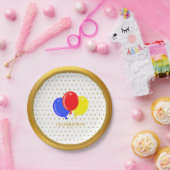 Gouden Stippen en ballonnen Papieren Bordje (Feest)