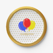Gouden Stippen en ballonnen Papieren Bordje (Voorkant)