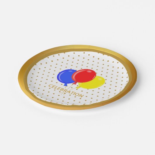 Gouden Stippen en ballonnen Papieren Bordje (Gekanteld)