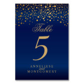 Gouden Stippen en Navy Blue Satin - Tafelnummer (Achterkant)