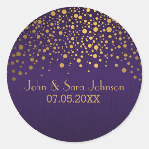 Gouden Stippen en Paarse   personaliseren Ronde Sticker