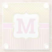  gouden Stippen en roze strepen Glazen Onderzetter (Achterkant)