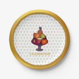 Gouden Stippen en vruchten Papieren Bordje